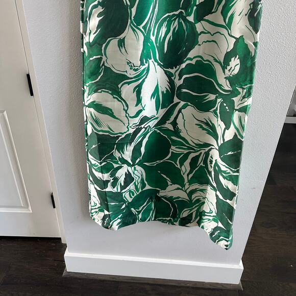 ANN MASHBURN  Paige Maxi Dress Green Watercolor Leaf Mikado Size Small New - Picture 4 of 7